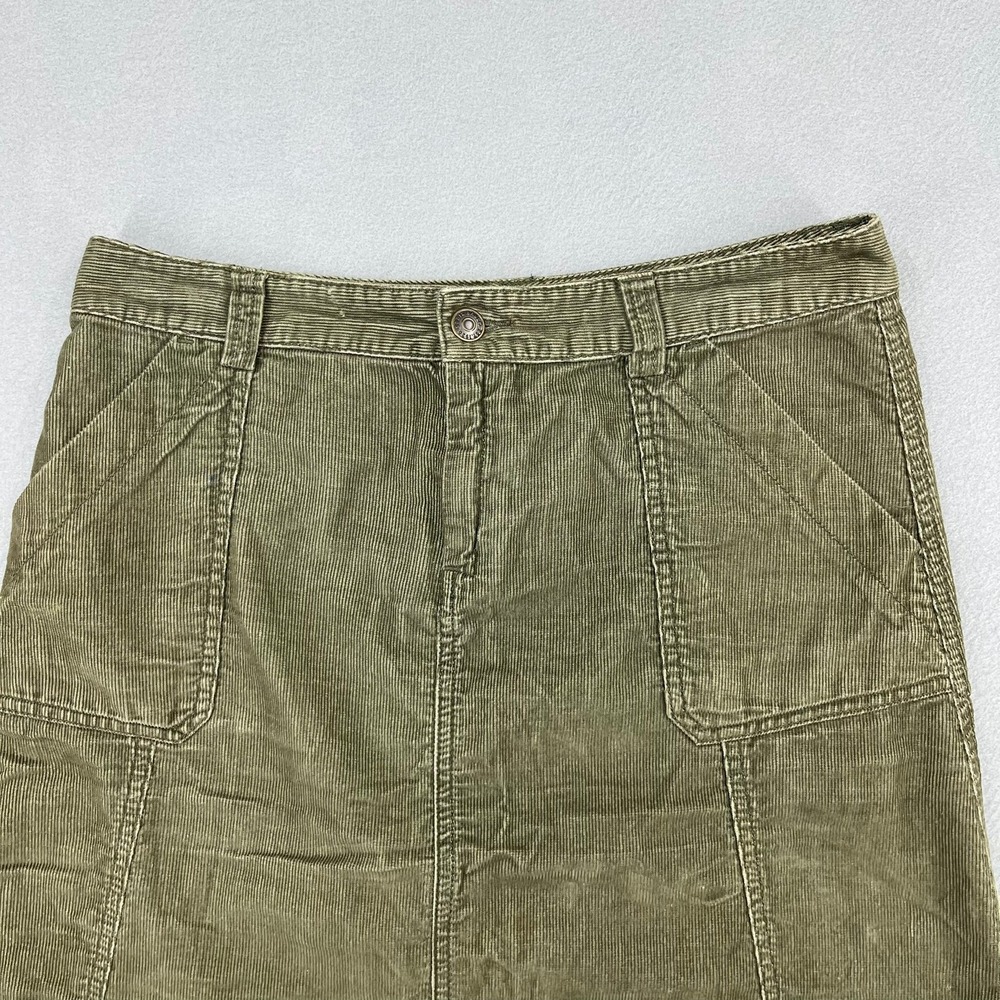 Eddie Bauer Womens Green Corduroy A-Line Skirt Size 6 Cotton Utility Pocket - Picture 2 of 10